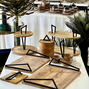 Bandeja DE SERVICIO DE MADERA moderna de diseño extremadamente bueno con asas de Metal creativo perfecto para cocina mesa de centro fiesta decoración del hogar - Product Image 1