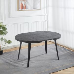 Tavolo da Pranzo con Gambe in Metallo Estensibili e Piano in MDF, per Uso Caffetteria o Ufficio, Disponibile in Colore Nero nelle Misure 100/140/180x100x75cm - Product Image 3