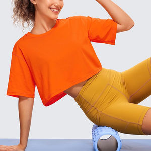 T-shirt court en coton tricoté pour femme, coupe décontractée, léger, été, écologique, séchage rapide, respirant, logo personnalisé, divers modèles - Product Image 4