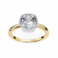 Bague de fiançailles en moissanite de laboratoire taille coussin, style solitaire avec bande diamantée, pour femme, cadeau de mariage