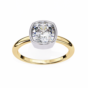 Anillo de Compromiso de Moissanita Cultivada en Laboratorio con Corte Cojín, Estilo Solitario con Banda de Diamantes para Mujer, Regalo de Boda - Product Image 6