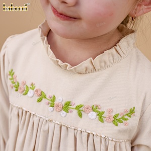 Vestido de otoño sin mangas con corte en A y diseño smock de prado suave DR4511 para niñas, 100% algodón, venta al por mayor de ropa infantil ODM - Product Image 4