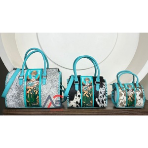 Hot Selling Western Hand Tooled Cowhide Leather Small Speedy Duffel Bags Luxury Artistry Designer Crossbody Handbags for Women - Product Image 1