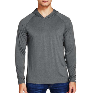 Sweat à capuche gris à manches longues pour homme avec logo personnalisé, séchage rapide, polyester, couleur unie, pull-over, vêtements de pêche en plein air, respectueux de l'environnement - Product Image 1