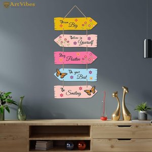 Arya - Decoración de Pared Moderna con Frases Motivacionales, Diseño Floral, Forma Rectangular, Material MDF - Product Image 3