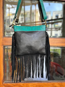 Femmes Unique Style occidental usiné peau de vache fourrure cuir frange sacs à bandoulière en relief couleur impression Vintage bandoulière mode dame - Product Image 5