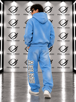 Ensemble survêtement homme personnalisé à capuche zippé, coupe oversize, style streetwear vintage délavé avec motifs, pantalon de jogging ample, deux pièces – Vente chaude
