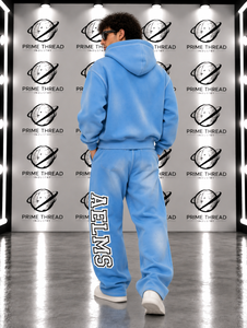 Ensemble survêtement homme personnalisé à capuche zippé, coupe oversize, style streetwear vintage délavé avec motifs, pantalon de jogging ample, deux pièces – Vente chaude - Product Image 2