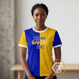 เสื้อยืดชมรมหญิงซิกมาแกมมาโร ขายส่ง ผ้าฝ้ายเจอร์ซีย์ 100% ระบายอากาศได้ดี แห้งเร็ว เหมาะสำหรับฤดูร้อน เสื้อผ้าสไตล์กรีก - Product Image 3