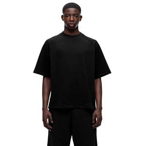 T-shirt noir surdimensionné pour homme, 100% coton, col rond, streetwear décontracté, coupe classique, séchage rapide, étiquette privée personnalisée - Product Image 1