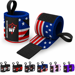 Muñequeras Deportivas con Diseño de Bandera Americana y Presilla Segura para el Pulgar, para Levantamiento de Pesas, Press de Banca y Entrenamiento de Fuerza - Product Image 1