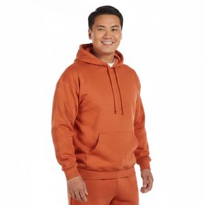 เสื้อฮู้ดดี้ผู้ชายแบบหนา 330 กรัม ผ้าฟลีซเนื้อหนัก ทรงโอเวอร์ไซส์ สำหรับฤดูหนาว  แบบเรียบ  ย้อมสีพื้น  รับสกรีนโลโก้ตามแบบ OEM - Product Image 4