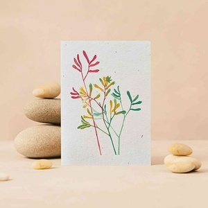 Cartes de vœux écologiques faites à la main en papier avec fleurs de gypsophile séchées et enveloppe, invitations de mariage romantiques, carte de vœux - Product Image 1