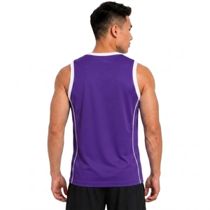Débardeur de basketball unisexe sans manches, col ras du cou, anti-humidité, coupe classique, couleur unie, en maille polyester, vêtement de sport - Product Image 2