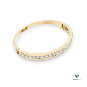3.465 CT Yellow <b>Gold</b> Round Lab Grown Diamond Channel Set <b>Bangle</b> Bracelet in 18K 14K <b>Solid</b> <b>Gold</b> - Product Image 5