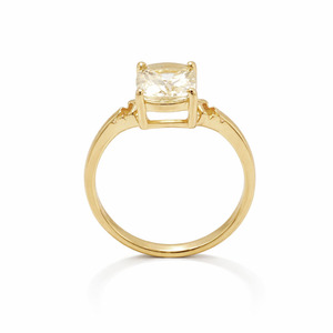 Anillo de Plata de Ley 925 con Aguamarina Amarilla, Corte Cojín, Engaste de Garras, Banda Tallada, Chapado en Oro y Rodio, Joyería de Diseño - Product Image 2