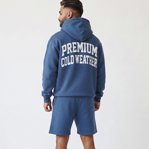Conjunto de Sudadera con Capucha y Pantalones Cortos Bordados Personalizados para Hombre, Ropa Deportiva, Pantalones Cortos de Chándal, Ropa de Marca Privada, Conjunto de Pantalones Cortos de Chándal para Calentar en Invierno - Product Image 2