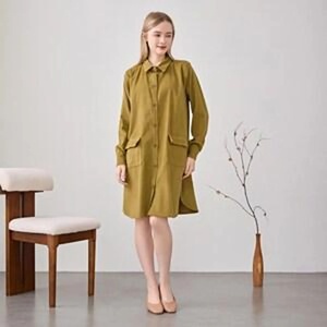 Robe en velours côtelé de coton à manches longues, coupe ample, pour l'hiver et l'automne, vêtements grande taille, tenue de tous les jours - Product Image 3