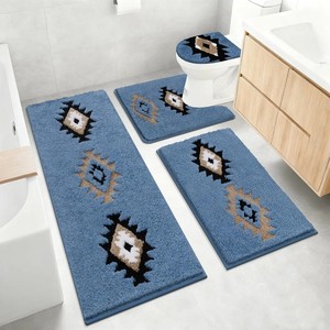 Tapis de salle de bain en microfibre chenille à motif uni, modernes, antidérapants, en PVC, lavables, doux, shaggy, absorbants - Product Image 5