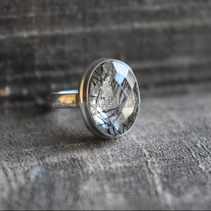 Anillo de cuarzo rutilo natural de Plata de Ley 925 Anillo de rutilo negro con anillo de Cuarzo rutilado de cuarzo natural - Product Image 1