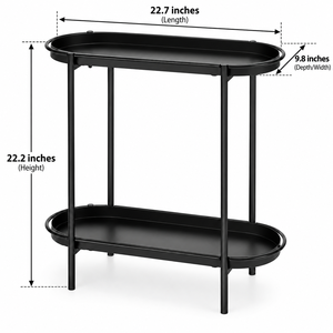 <b>Modern</b> Oval Two-Tier Luxury Handmade Durable <b>Black</b> Metal Storage <b>Coffee</b> <b>Table</b> with Decorative Combination Design for Living Room - Product Image 1