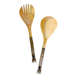 Elegante juego de utensilios de madera de mango para servir ensalada, de 2 piezas, a un precio razonable. - Product Image 1