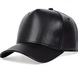 Casquette de baseball en cuir PU noir pour homme, 6 panneaux, couleur unie, style décontracté, confortable et de qualité durable pour un usage quotidien - Product Image 1