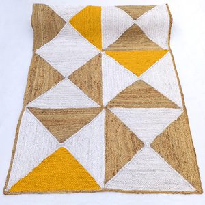 Alfombra Grande para Sala de Estar, 100% Yute Orgánico, Ecológica, con Patrón Geométrico Bohemio - Product Image 4