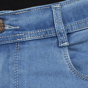 Jean en denim noir coupe droite pour homme, taille mi-haute, en coton lavé, style formel, respirant, léger, idéal pour l'été, couleur unie - Product Image 5