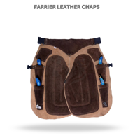Tablier de fermeur en cuir pour le soin des sabots de cheval, avec jambières fendues et poches pour outils