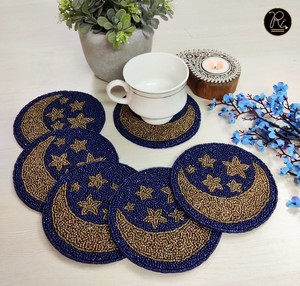 Modern Beaded Coasters Set Handmade Unique Drink Mats <b>Table</b> <b>Protectors</b> Stylish Home Decor Perfect for Parties Gifts Weddings - Product Image 5
