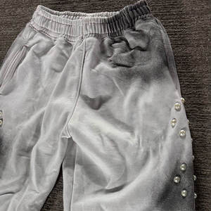 Pantalones de chándal de algodón con forro polar para mujer, estilo jogger, con estampado tie-dye y pedrería, corte ajustado, estilo urbano, con cordón, a la moda - Product Image 5