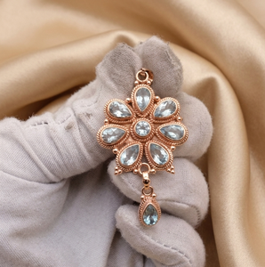 Colgante de Flor de Topacio Azul en Plata de Ley 925, Joyería Vintage Hecha a Mano, Chapado en Oro Rosa y Oro Amarillo, Regalo - Product Image 2