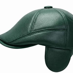 Premium Green Genuine Leather <b>Cap</b> for <b>Men</b> with Plush Ear Flap - Product Image 3