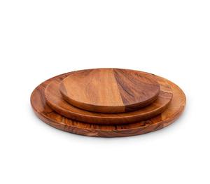 Assiettes à dîner en bois massif faites à la main avec motif décoratif – Vaisselle en bois écologique et réutilisable - Product Image 1