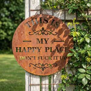 « C'est mon endroit heureux » – Plaque décorative rustique en métal, style vintage, résistante aux intempéries, pour extérieur - Product Image 4
