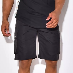 Men's Solid Color Hot Shorts Casual Cargo Shorts Mid Waist Elastic Drawstring Breathable Quick Dry Pockets Spandex/Cotton Canvas - Product Image 4