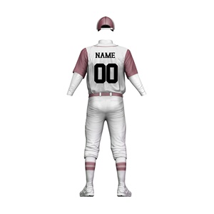 Uniforme de baseball personnalisé pour homme adulte, 100 % polyester, imprimé par transfert thermique, taille élastique, manches courtes, poches latérales, col montant - Product Image 2