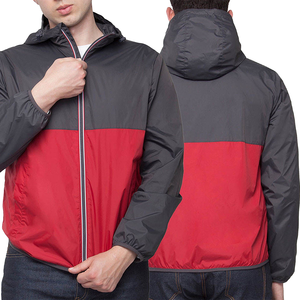 Blouson de course à capuche pour homme, coupe-vent, décontracté, avec fermeture éclair, color block, en polyester, pour le printemps - Product Image 3