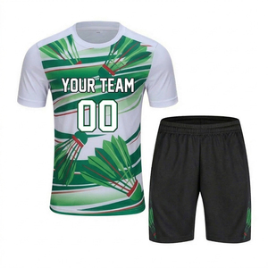 ชุดเสื้อแบดมินตันแบบซับลิเมชั่นพิมพ์ลายลูกขนไก่ ระบายเหงื่อได้ดี สำหรับผู้ใหญ่ ทั้งชายและหญิง พร้อมกางเกงขาสั้น - Product Image 1