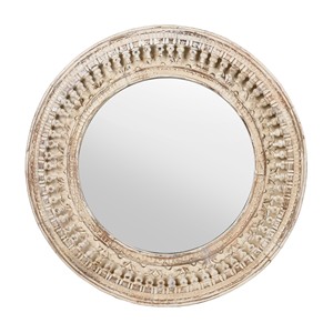 Hand-Painted Mango Wood <b>Round</b> <b>Wall</b> <b>Mirror</b> 26 Inch Indian Folk Art Multicolor Artisan Decor OEM - Product Image 1