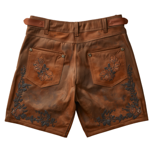 Pantalones Cortos Bávaros Color Beige Arena para Hombre, Personalizados OEM de Alta Calidad, Gamuza Vacuna Genuina, Cintura Elástica, Resistentes al Viento, Clásicos, Estilo Alpino, para Oktoberfest - Product Image 2