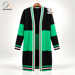 For | Women's Long Color Blocked <b>Cardigan</b> Plus Size Full Sleeve Casual <b>Pocket</b> Design 100% Polyester Winter Wear Anti-Pilling - Product Image 4