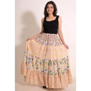 Indian Cotton Patchwork <b>Long</b> <b>Skirt</b> Printed Handmade Boho Maxi <b>Skirt</b> Women's <b>Summer</b> Clothing - Product Image 5