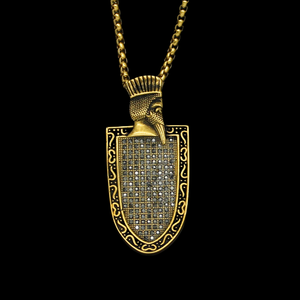 New Arrival Iced Shield Pendant 22K <b>Silver</b> Plated Crystal Rhinestone Micro Insert Hiphop Style Unisex Jewelry From India - Product Image 3