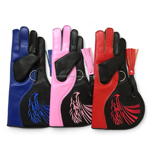Guantes de seguridad de cuero de vaca XL 35cm de cetrería de alta calidad, bordado de halcón personalizado para exteriores, cetrería de Venta caliente - Product Image 1