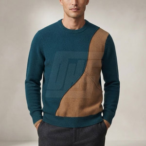 Pull en maille texturée pour homme, confortable et chaud pour l'hiver, style décontracté, avec ourlet, poignets et col côtelés - Product Image 3