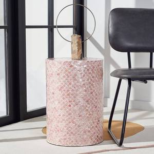 Quatrefoil Pattern Square Accent <b>Stools</b> Mother of Pearl Handcrafted Mosaic Small Side Table For Living Room <b>Bedroom</b> Decor Use - Product Image 3