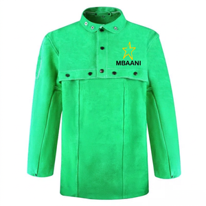 Veste de travail de sécurité à manches longues verte MBAANI, résistante à la chaleur, boutonnée sur le devant, veste de protection industrielle - Product Image 2