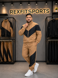REXFIT <b>SPORTS</b> 2026 Custom Men Beige Nylon Tracksuit <b>Jacket</b> Shorts Set Lightweight Full Zip Two Piece Sportswear Streetwear - Product Image 6